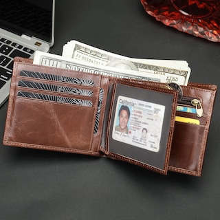 Foto 2 | Foto 2 | Cartera Niucunzh De Piel Para Hombre  Plegable  Rfid  Vertical  Marrón - Venta Internacional.