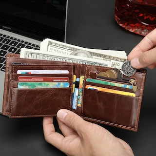 Foto 4 | Foto 4 | Cartera Niucunzh De Piel Para Hombre  Plegable  Rfid  Vertical  Marrón - Venta Internacional.