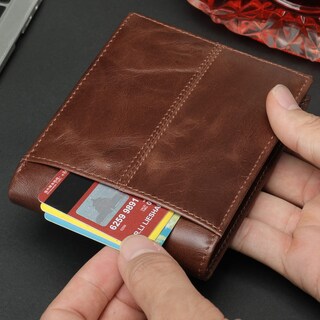 Foto 5 | Foto 5 | Cartera Niucunzh De Piel Para Hombre  Plegable  Rfid  Vertical  Marrón - Venta Internacional.