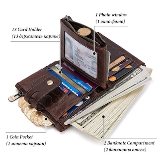 Foto 3 | Foto 3 | Cartera Humerpaul De Piel Auténtica Para Hombre Con Monedero Y Grabados - Venta Internacional.