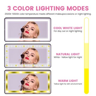 Foto 7 | Foto 7 | Espejo De Maquillaje Para Cargar El Coche Con Iluminación De 60 Led - Venta Internacional.