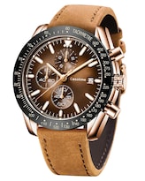 Reloj Casotime Chronograph Correa De Piel Resistente Al Agua Hasta 30 M - Venta Internacional.