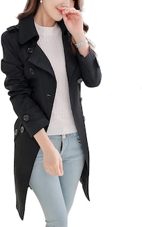 Foto 1 | Foto 1 | Gabardina Nanjun Para Mujer Con Doble Botonadura Color Negro - Venta Internacional.