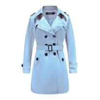 Gabardina Nanjun Para Mujer Clásica Con Solapa Color Azul Talla 10 - Venta Internacional.