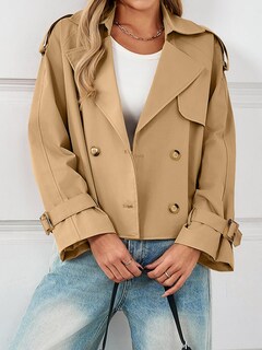 Foto 2 | Foto 2 | Gabardina Corta Tankaneo De Poliéster Con Doble Botonadura Para Mujer - Venta Internacional.