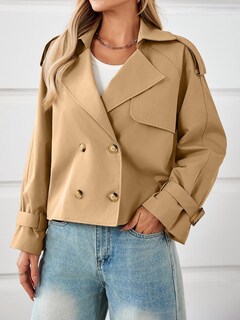 Foto 4 | Foto 4 | Gabardina Corta Tankaneo De Poliéster Con Doble Botonadura Para Mujer - Venta Internacional.