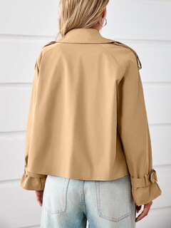 Foto 6 | Foto 6 | Gabardina Corta Tankaneo De Poliéster Con Doble Botonadura Para Mujer - Venta Internacional.