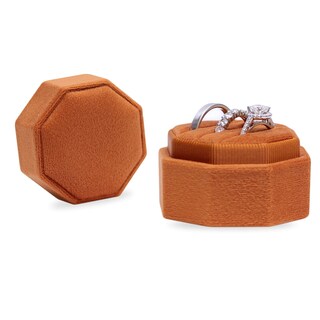 Foto 3 | Foto 3 | Caja Para Anillos Blutete Velvet Con 3 Ranuras Octágono Naranja Quemado - Venta Internacional.