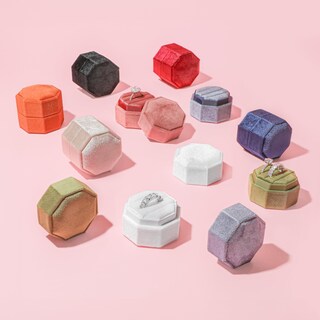 Foto 6 | Foto 6 | Caja Para Anillos Blutete Velvet Con 3 Ranuras Octágono Naranja Quemado - Venta Internacional.