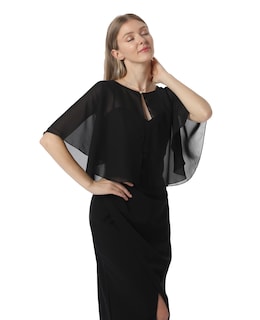 Foto 5 | Foto 5 | Vestido De Noche Capelet Hotshawl Chiffon Para Mujer Negro - Venta Internacional.