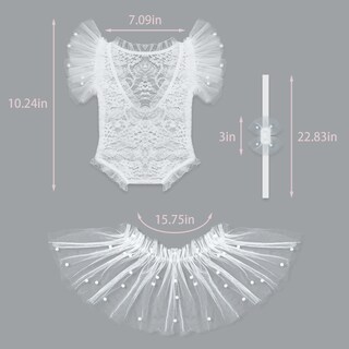 Foto 5 | Foto 5 | Traje Fotográfico M&g House De Encaje Blanco Para Niña Recién Nacida - Venta Internacional.