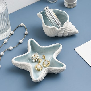 Foto 5 | Foto 5 | Bandeja De Almacenamiento Iniflm De Cerámica Con Forma De Caracola  Estrella De Mar Y Concha Azul - Venta Internacional.