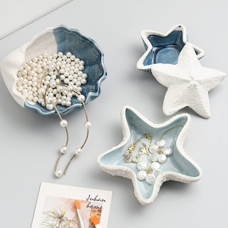 Foto 6 | Foto 6 | Bandeja De Almacenamiento Iniflm De Cerámica Con Forma De Caracola  Estrella De Mar Y Concha Azul - Venta Internacional.