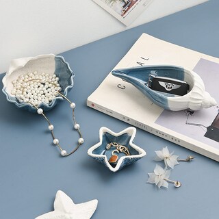 Foto 7 | Foto 7 | Bandeja De Almacenamiento Iniflm De Cerámica Con Forma De Caracola  Estrella De Mar Y Concha Azul - Venta Internacional.