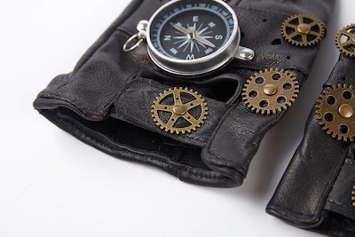 Foto 3 | Foto 3 | Guantes Kogogo Steampunk De Piel Sin Dedos Para Hombre - Venta Internacional.