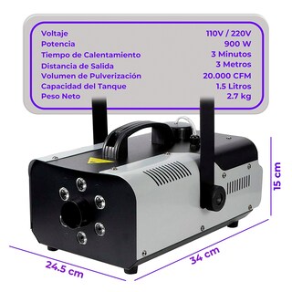 Foto 2 | Foto 2 | Máquina De Humo Led Con Efecto De Niebla De 900 W Con Mando A Distancia - Venta Internacional.