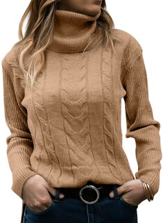Foto 1 | Foto 1 | Jersey De Cuello Alto Langwyqu Para Mujer Tejido Trenzado Manga Larga - Venta Internacional.