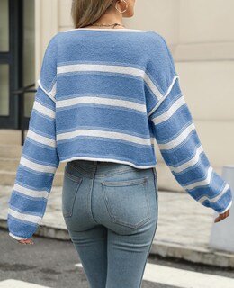Foto 3 | Foto 3 | Jersey Corto Balimtoy Ligero A Rayas Azul Para Mujer - Venta Internacional.