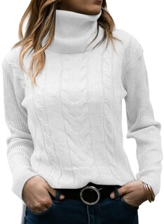 Foto 1 | Foto 1 | Jersey De Cuello Alto Langwyqu Para Mujer Tejido Trenzado Blanco - Venta Internacional.