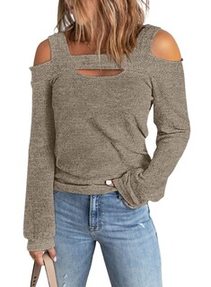 Foto 1 | Foto 1 | Blusa Queenie Visconti Para Mujer Punto Con Hombros Descubiertos Color Albaricoque Talla M - Venta Internacional.