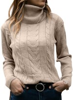 Jersey De Cuello Alto Langwyqu Para Mujer  Tejido Trenzado  Manga Larga - Venta Internacional.