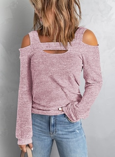 Foto 2 | Foto 2 | Blusa Queenie Visconti Para Mujer Punto Con Hombros Descubiertos Rosa Talla M - Venta Internacional.