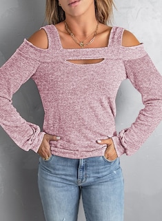 Foto 4 | Foto 4 | Blusa Queenie Visconti Para Mujer Punto Con Hombros Descubiertos Rosa Talla M - Venta Internacional.