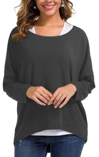 Foto 1 | Foto 1 | Jersey Uget Para Mujer  Casual  Holgado  Holgado  Con Hombros Descubiertos  Gris - Venta Internacional.