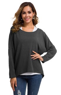 Foto 3 | Foto 3 | Jersey Uget Para Mujer  Casual  Holgado  Holgado  Con Hombros Descubiertos  Gris - Venta Internacional.