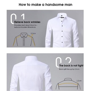 Foto 2 | Foto 2 | Camisa Elástica Antiarrugas Que No Necesita Planchado  Ajustada  Para Hombre - Venta Internacional.