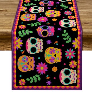Foto 1 | Foto 1 | Camino De Mesa Pudodo Con Forma De Calavera De Azúcar Del Día De Los Muertos 33 X 183 Cm - Venta Internacional.