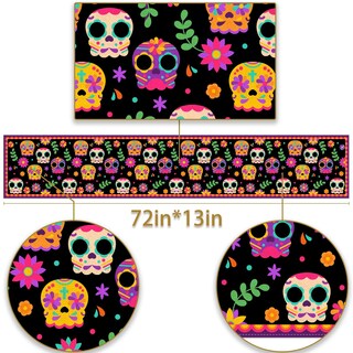 Foto 2 | Foto 2 | Camino De Mesa Pudodo Con Forma De Calavera De Azúcar Del Día De Los Muertos 33 X 183 Cm - Venta Internacional.
