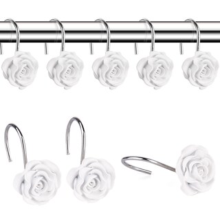 Foto 1 | Foto 1 | Juego De 12 Ganchos Para Cortinas De Ducha Finros Rose Design Color Blanco - Venta Internacional.