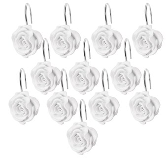 Foto 2 | Foto 2 | Juego De 12 Ganchos Para Cortinas De Ducha Finros Rose Design Color Blanco - Venta Internacional.