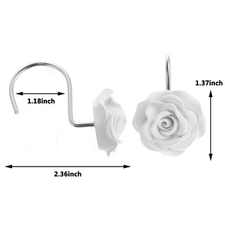 Foto 3 | Foto 3 | Juego De 12 Ganchos Para Cortinas De Ducha Finros Rose Design Color Blanco - Venta Internacional.