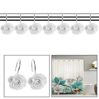 Foto 4 | Foto 4 | Juego De 12 Ganchos Para Cortinas De Ducha Finros Rose Design Color Blanco - Venta Internacional.