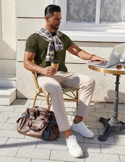 Foto 3 | Foto 3 | Camiseta Coofandy Henley Para Hombre De Manga Corta Verde Militar - Venta Internacional.