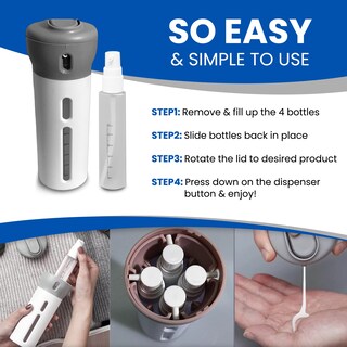 Foto 3 | Foto 3 | Dispensador De Viaje Gohari 4 En 1 Recargable Con 4 Dispensadores Color Gris - Venta Internacional.