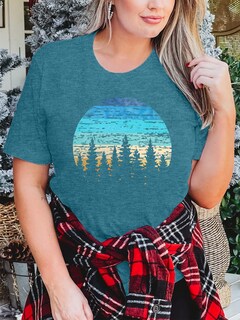 Foto 4 | Foto 4 | Camiseta Para Mujer Mk Shop Sunset Pine Tree Vintage Graphic - Venta Internacional.