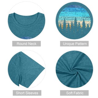 Foto 5 | Foto 5 | Camiseta Para Mujer Mk Shop Sunset Pine Tree Vintage Graphic - Venta Internacional.