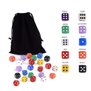 Foto 3 | Foto 3 | Juego De Dados Austor 100 Unidades 6 Caras 16 Mm Acrílico Con Bolsa - Venta Internacional.