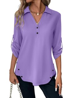 Foto 1 | Foto 1 | Blusa Tipo Túnica Ticticmiss Para Mujer Manga 3/4 Cuello En V Color Morado - Venta Internacional.