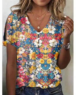 Foto 2 | Foto 2 | Top Tipo Túnica Hotyd Con Estampado Floral Bohemio Con Cuello En V Y Hombros Descubiertos Para Mujer - Venta Internacional.