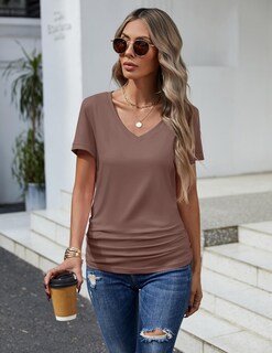 Foto 3 | Foto 3 | Tops Hotouch De Verano De Manga Corta Con Cuello En V Para Mujer Paquete De 3 - Venta Internacional.