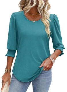 Foto 2 | Foto 2 | Tops Xieerduo De Manga 3/4 Para Mujer  Elegante E Informal  Talla 3xl - Venta Internacional.