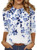 Blusa Zeagoo Para Mujer Manga 3/4 Holgada Casual Primavera - Venta Internacional.