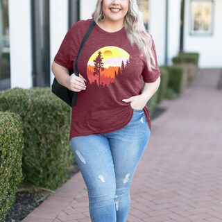 Foto 5 | Foto 5 | Camiseta Para Mujer Mk Shop Sunset Pine Tree Vintage Graphic - Venta Internacional.