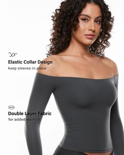 Foto 2 | Foto 2 | Top Inlyric De Manga Larga Con Hombros Descubiertos E Increíblemente Suave Para Mujer - Venta Internacional.