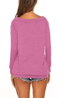 Foto 5 | Foto 5 | Moda De Otoño 2024 Para Mujer Con Hombros Descubiertos Manga Larga Rosa Intenso Xxl - Venta Internacional.