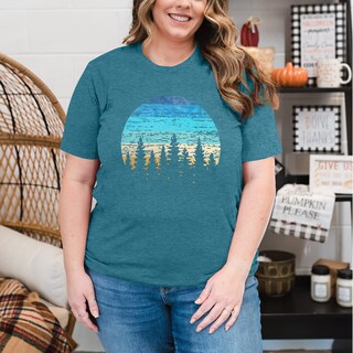 Foto 3 | Foto 3 | Camiseta Mk Shop Limited Con Estampado De Pinos Al Atardecer Para Mujer Talla Grande - Venta Internacional.
